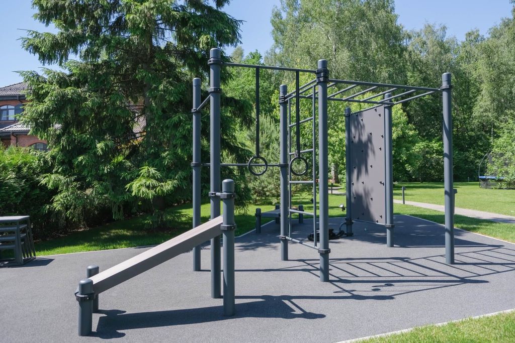 Compact workout area in the backyard of a country house